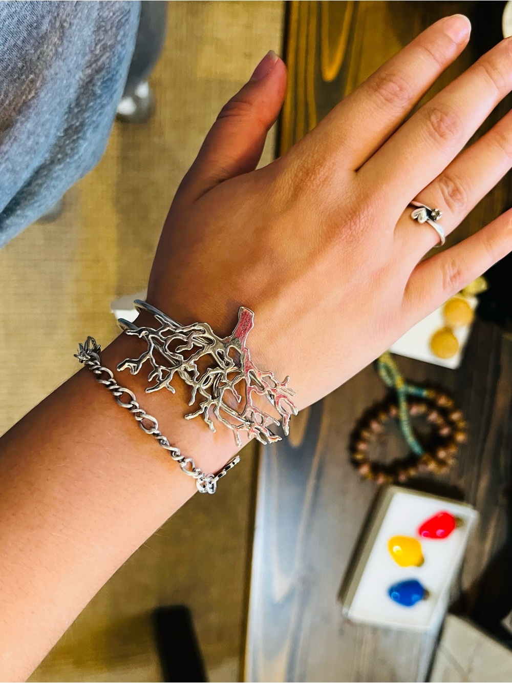 Silver Coral Branch Bracelet - Elegant Women’s Bracelet